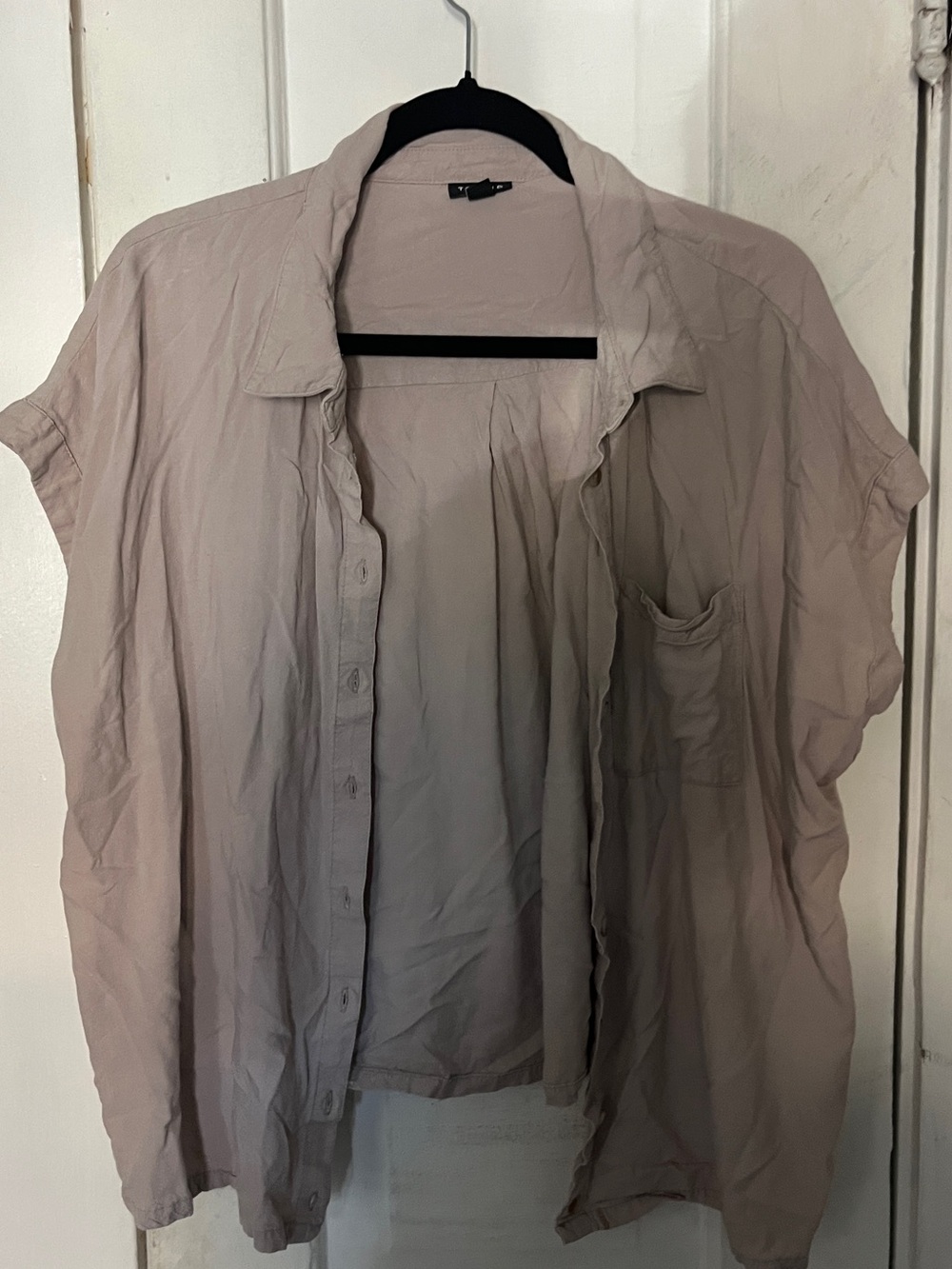 torrid Light Taupe Button-Front Short Sleeve Shirt
